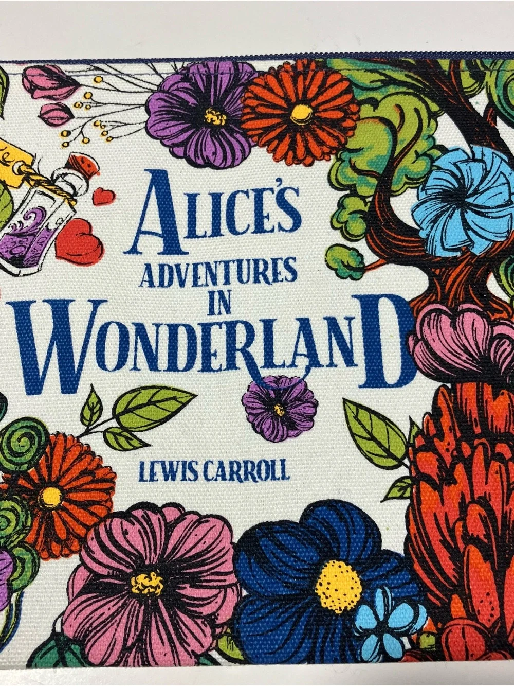 Alice’s Adventures In Wonderland Canvas Pencil Makeup Pouch Steel Mill & Co New